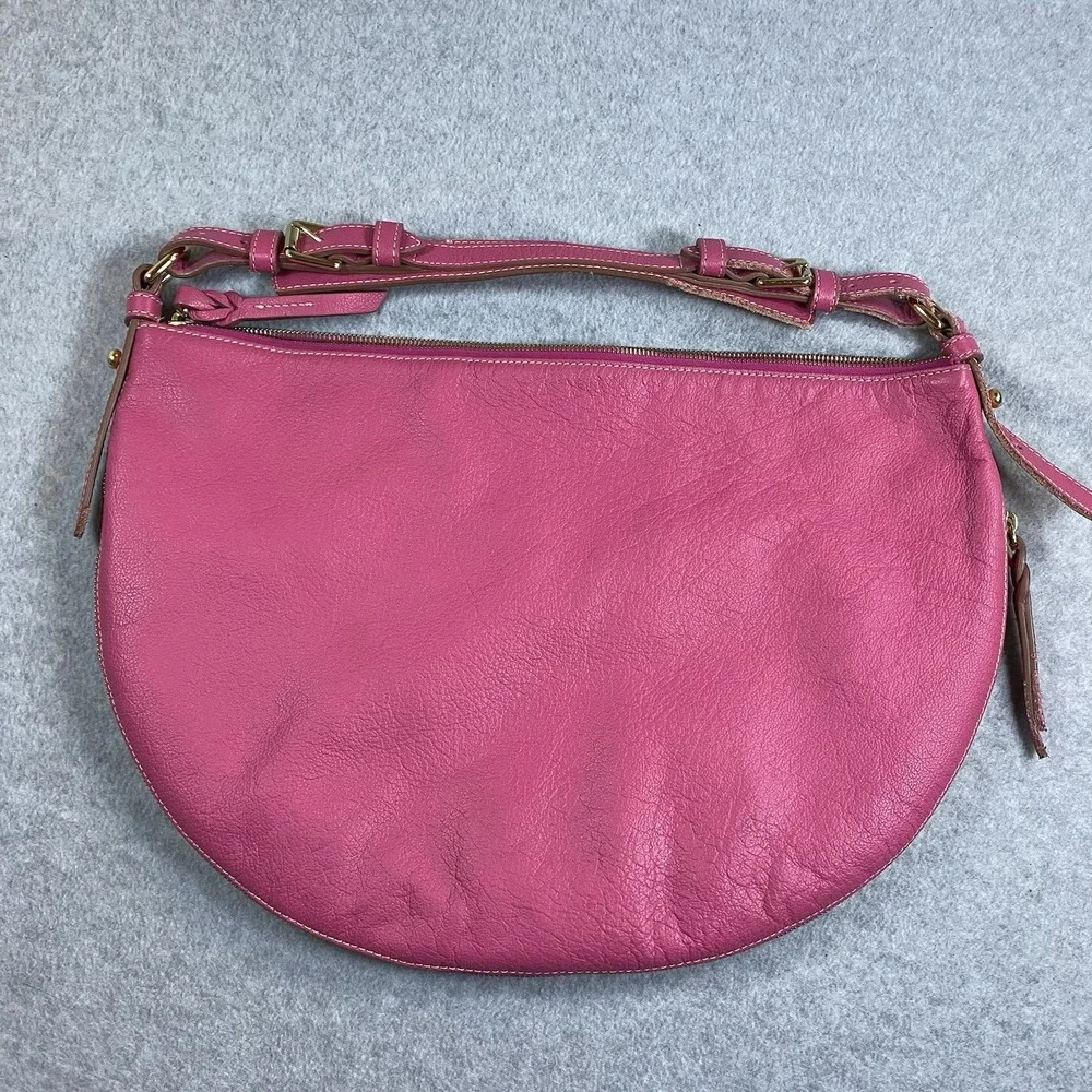 Dooney & Bourke Y2K Pink Leather Expandable Hobo Shoulder Bag Purse Crescent